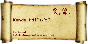 Kende Máté névjegykártya