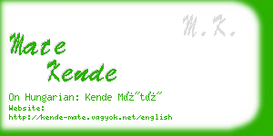 mate kende business card